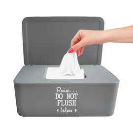 Moorfowl Baby Wipes Container Bathroom, 7.28" L * 4.80" W * 2.75" H, Adorable Please DO NOT Flush Toilet Wipes Dispenser Holder, Chic Style