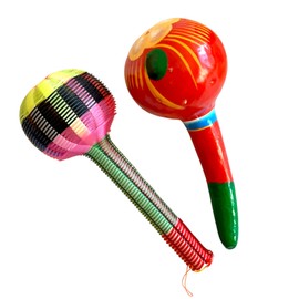 Sonajas para bebés 3 meses - Sonajas mexicanas tradicionales- artesania mexicana - Mariarts - maracas de estimulación temprana auditiva - sonaja de plástico ligero y sonaja de bule - Juguete tradicional para bebé - Fiestas mexicanas, decorativas, percusi