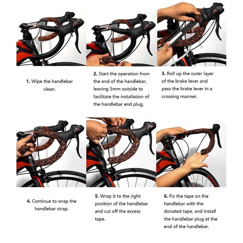 Chooee Road Bike Handlebar Tape,2PCS Bicycle Bar tape,Orange.