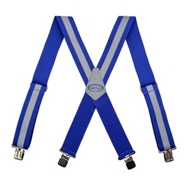 MELOTOUGH Reflective Safety Suspenders|Work Suspenders with Hi Vis Reflective Strip Hold Up Tool Belt Suspenders(X Back Blue Reflective)