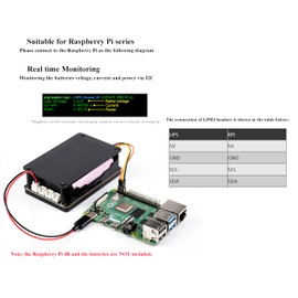 Uninterruptible Power Supply UPS Module for Jetson Nano and Raspberry Pi 5/4B/3B+/3B/2B,Supports Charging and Power Output at The Same Time, 3S & 5V 5A Output,Adapting Various Interfaces via Cables