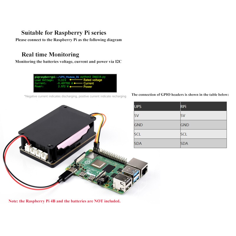 Uninterruptible Power Supply UPS Module for Jetson Nano and Raspberry