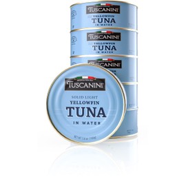Tuscanini Italian Solid Light Yellowfin Tuna in Water 5.6oz (6 Pack) | Gluten Free, Soy Free, Mineral Enriched, Kosher for Passover, Product of Italy