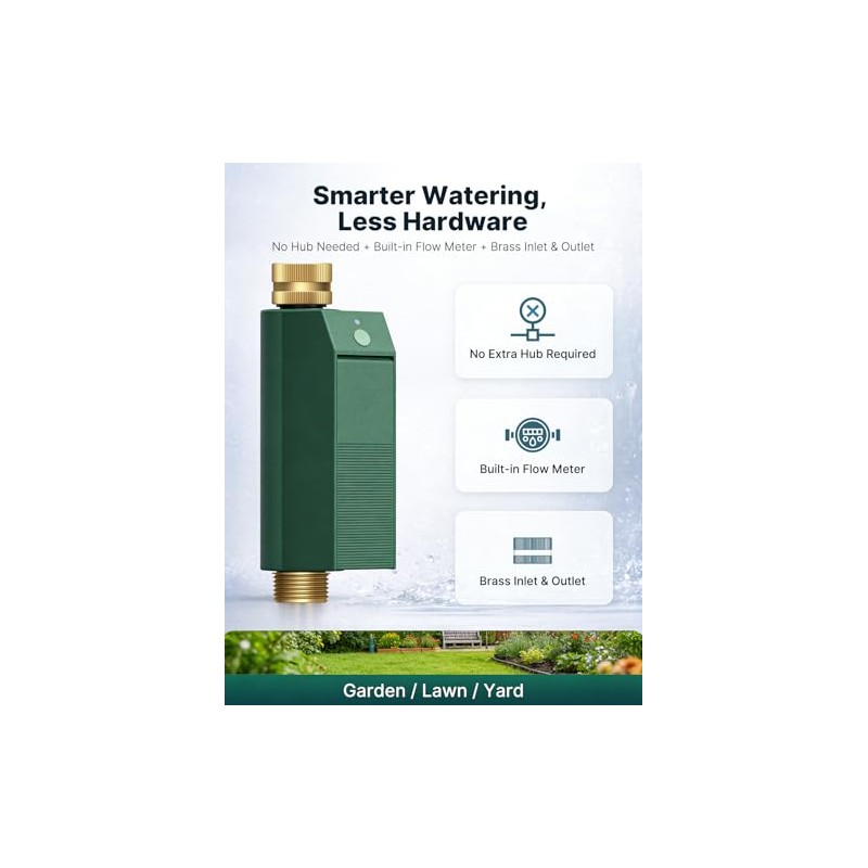 Smart WiFi Water Timer for Garden Hose with Flow Meter