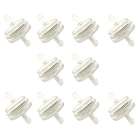Set of 10 - Mini Clear Disc Shape In-line Fuel Filters - Fits 1/8" to 3/16" Fuel Line - 6mm OD Barbed Ends