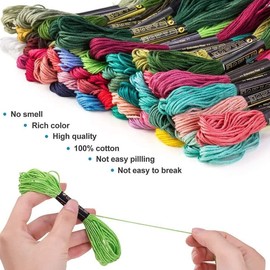 100 Colorful Egyptian Cross Stitch Cotton Sewing Skeins, Embroidery Thread Floss, Long Staple Pure Egyptian Cotton