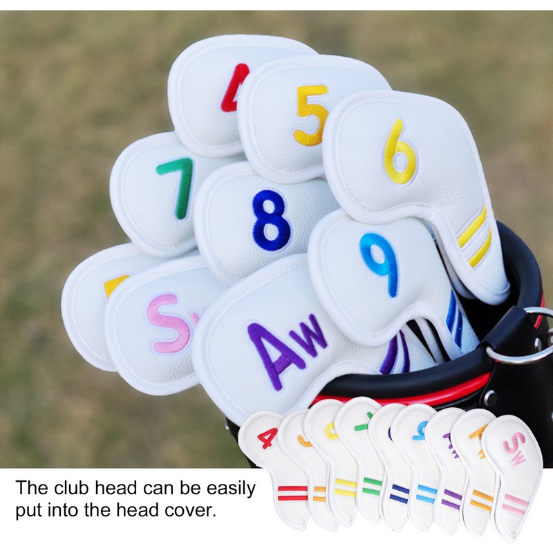 Golf Iron Cover Leather Golf Iron Head Covers Headcover Colorful