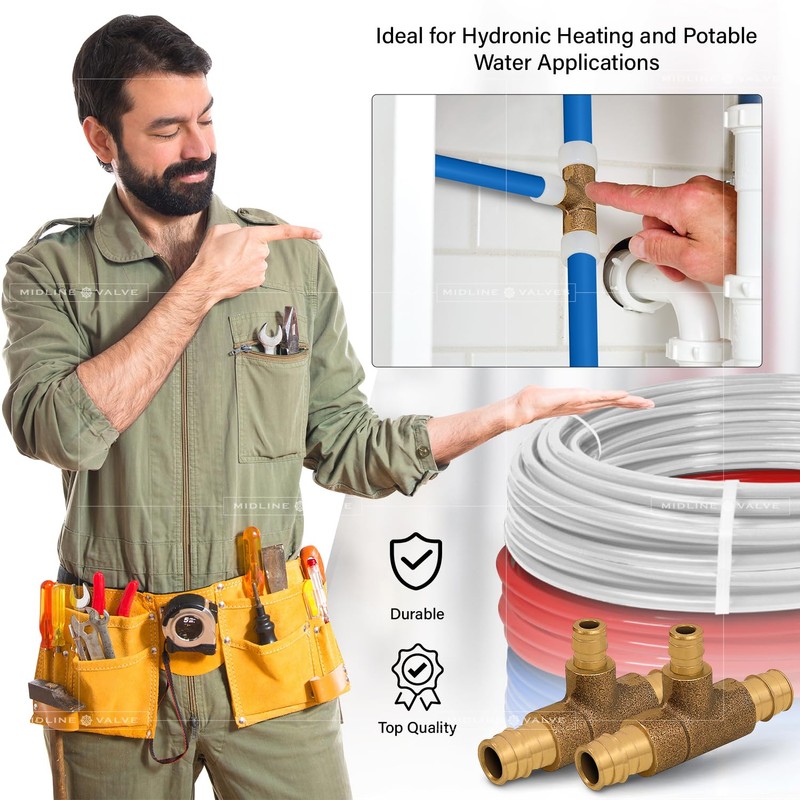 Midline Valve S1228-5 PEX A Monoflow Tee Pipe Fitting for