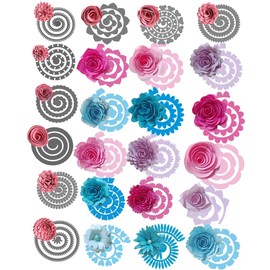 OTCRAFT 24Pcs 3D Flowers Spiral Metal Cutting Dies for Card Making DIY Scrapbooking Embossing Stencil Die Cuts Punch Template Mould Arts Crafts Metal Cutting Dies for Paper Crafting Handmade Crafts
