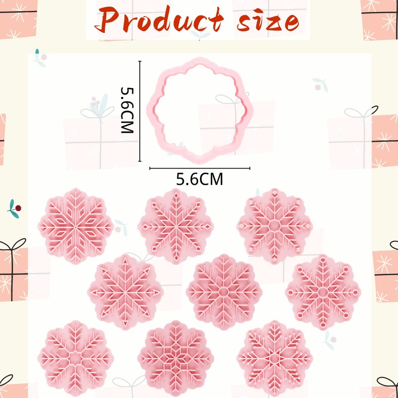 Orapink Christmas Cookie Cutter-Plastic Christmas Cookie Cutters and Stamps,9 Pieces