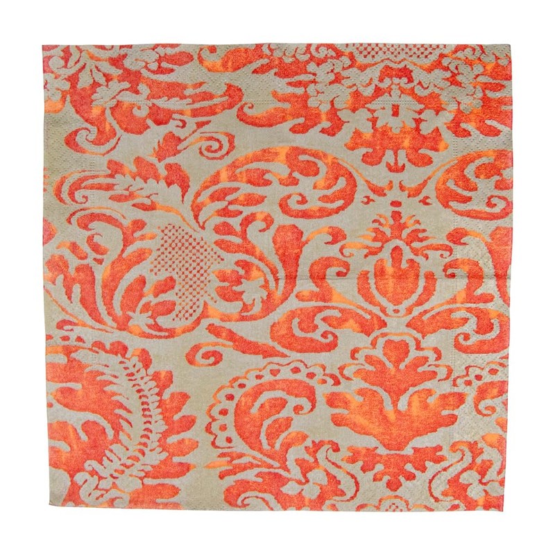 Caspari Palazzo Paper Party Cocktail Napkins in Coral, 20 Per