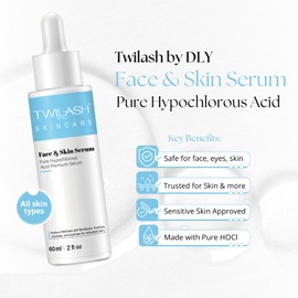 Pure Hypochlorous Acid Face & Skin Serum 2-Pack (60ml Each) – Hydrating, Calming & Redness-Reducing with Facial Massager – Gentle, Non-Irritating for Sensitive Skin – 120ml Total