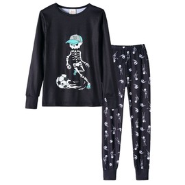 MyFav Boys Pajama Glow in the Dark Playing Football Long Sleeve Kids Pjs Sleepwear, Football, 10Y