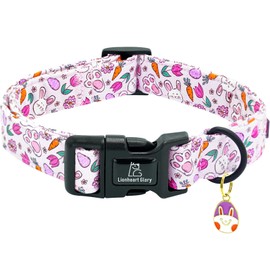 Lionheart glory Easter Dog Collar-Easter Rabbit Eggs Dog Collars Cute Bunnies Carrot Collar Adjustable Sturdy Soft Collar for Small Dogs Pet Gift Spring Summer Collars Female Male