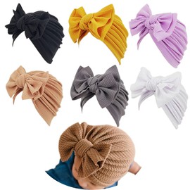 XYX - Gorro de algodón transpirable para bebés y niñas, turbante con nudo suave, para recién nacidos, Multicolor, Medium