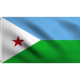 DMSE Djibouti Djiboutians جيبوتي‎‎ Horn of Africa Flag 3X5 Ft Foot 100% Polyester 100D Flag UV Resistant