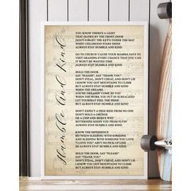 Mattata Decor Gift - Humble And Kind Song Lyrics Sheet Music Portrait Poster Print (12" x 18")