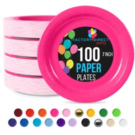Exquisite Hot Pink Paper Plates 7 Inch Heavy Duty Paper Plates 100 Pcs Hot Pink Disposable Plates, Paper Plates Disposable Heavy Duty 350 GSM Disposable Plates For Party, Hot Pink Plates For Party