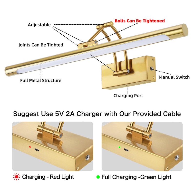 16“ Picture Lights for Wall Battery Operated, Wireless Picture Light