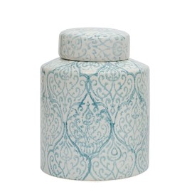 Blue & White Decorative Ceramic Ginger Jar with Lid