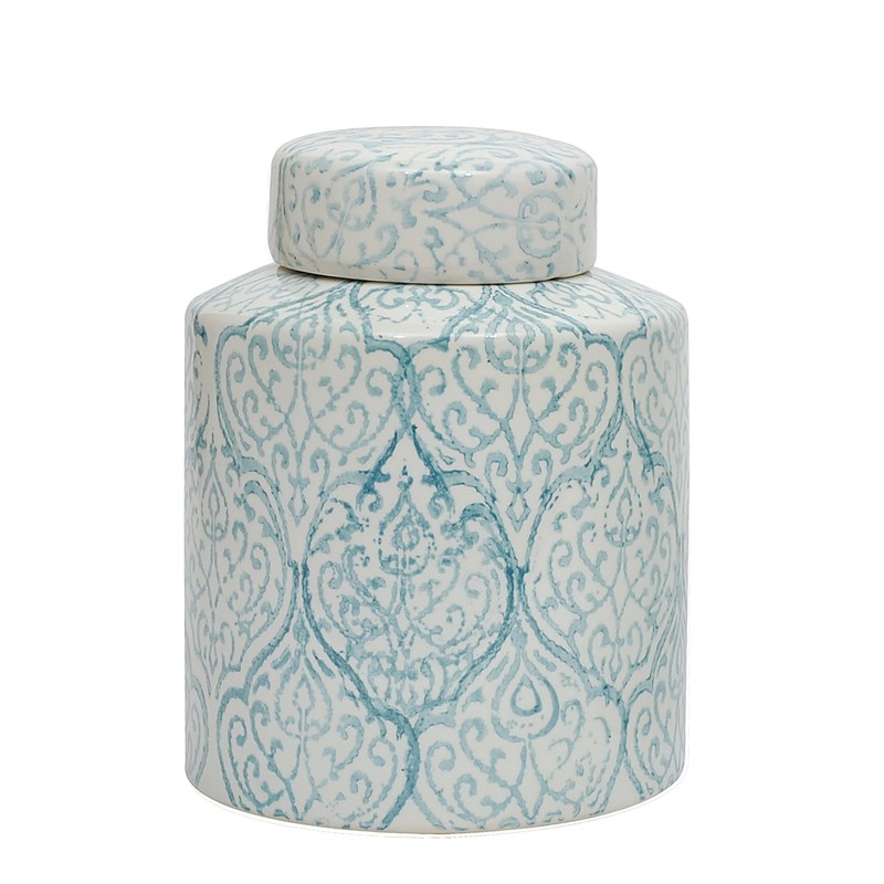 Blue & White Decorative Ceramic Ginger Jar with Lid