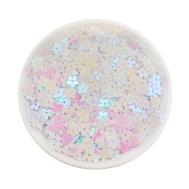 20g/0.7oz Iridescent White Flower Sequins for Sewing Plastic Plum Blossom Beads 7MM Flower Disk Loose Sequins for Scrapbooking,Stage Decorations
