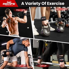 Relife Rebuild Your Life Lifting Hooks for Men and Women(Pair) Pull up Straps Gym Reapers Lifting Wrist