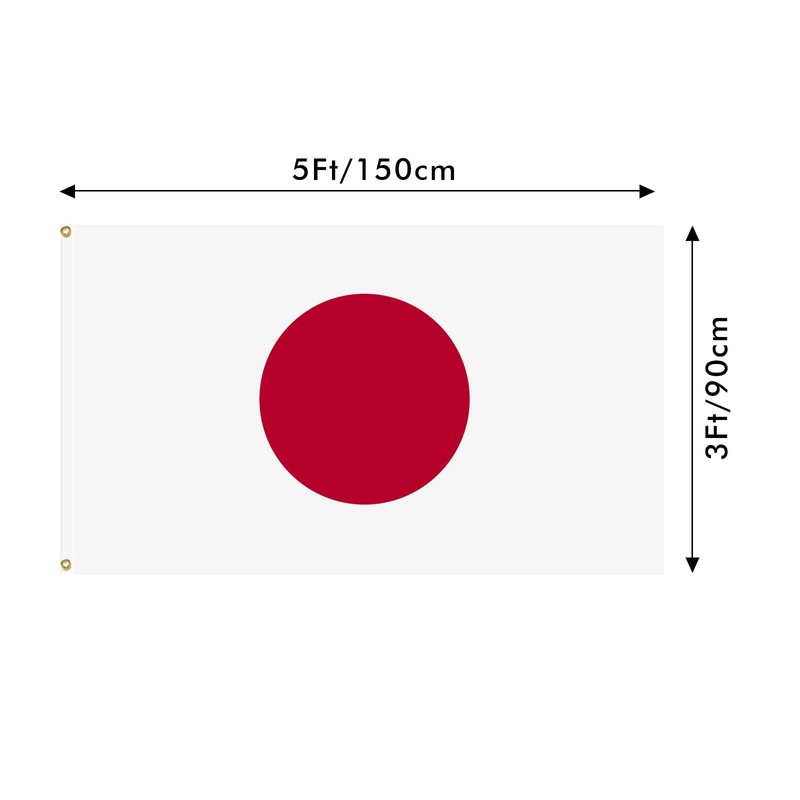 Japan Flag 3x5 FT Polyester, Fade Resistant with Brass Grommets