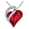 Collar Corazón Cristal Rojo SmileBelle Plata 925 Chapado Platino 45cm