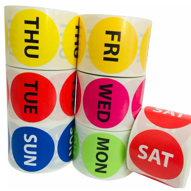 Labels and More 2" Round Blue Day of the Week