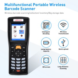 JRHC Inventory Barcode Scanner, Wireless Barcode Scanner 1D 2D & PDF417 Data Collector Portable Data Terminal Inventory Device with 2.4G Wireless & USB Wired Connection Bar Code Scanners
