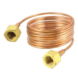 sourcing map Refrigeration Tubing, 1/8" OD x 4.9Ft Length Copper Tubing Soft Coil with Metal Brass Tube Fitting