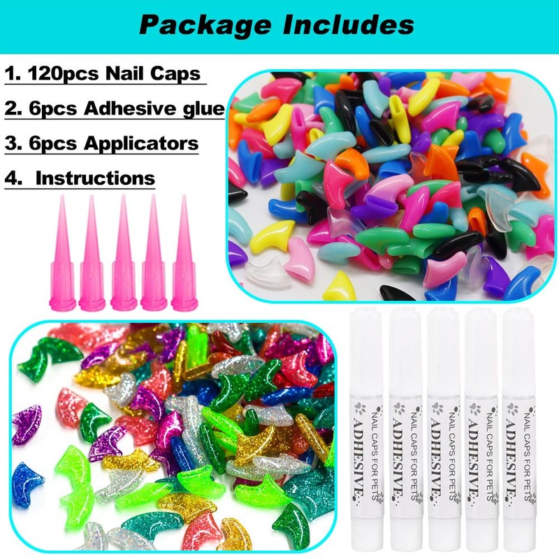 VICTHY 120pcs Cat Nail Caps | Cat Nail Covers |