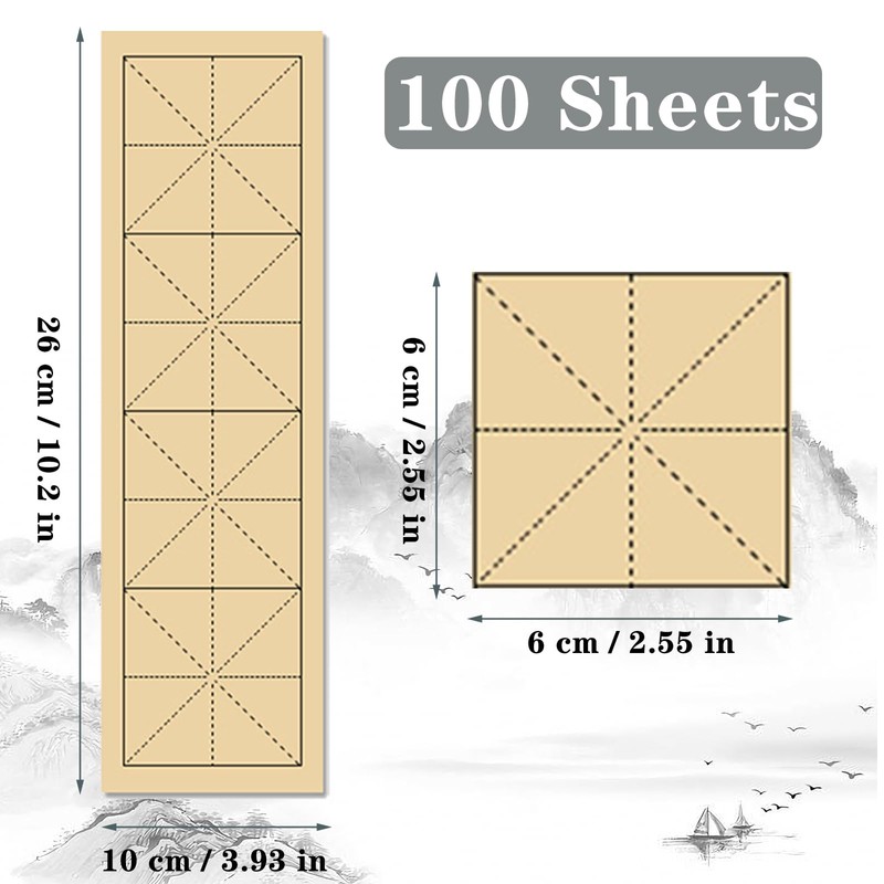 100 Sheet Chinese Calligraphy Brush Rice Practice Xuan Paper with