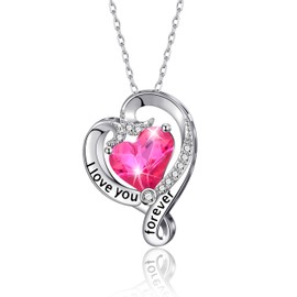 HELORET Gifts for Mom Necklace for Mother Forever Love Heart Necklace Pendant Necklaces for Women