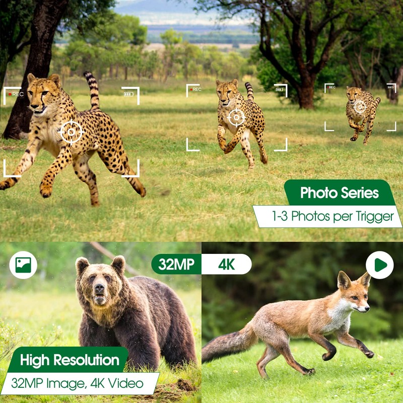 Crenova Trail Camera 4K WiFi Wildlife Camera Include 32GB SD