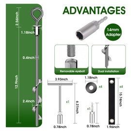 Trampoline Anchors Set of 4 - Heavy Duty Trampoline Stakes - Ground Anchors Resistant High Wind - Ground Stakes Heavy Duty with Straps(Silver-4x15)