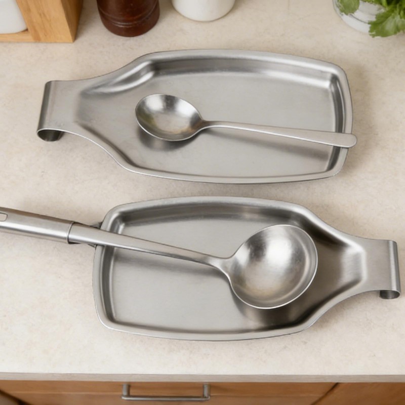 3Pcs Spoon Rest for Stove Top, 304 Stainless Steel Spoon