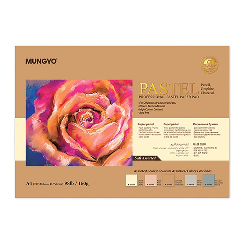 Mungyo - Bloc de papel pastel profesional tamaño A4 para