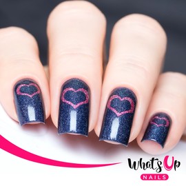 Whats Up Nails - Open Heart Nail Stencils Stickers Vinyls for Nail Art Design (1 Sheet, 20 Stencils)