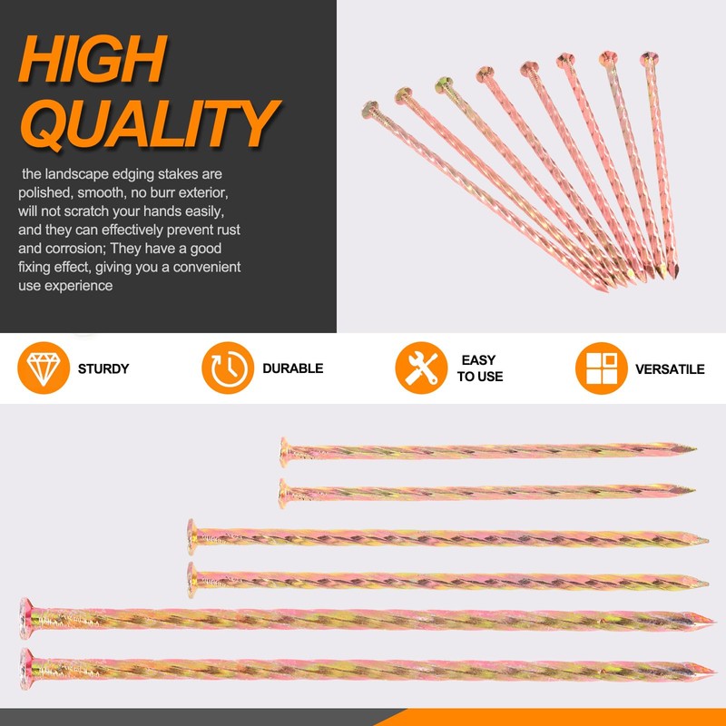 Rustark 40Pcs Artificial Turf Stakes Galvanized Metal Spiral Landscape Spikes