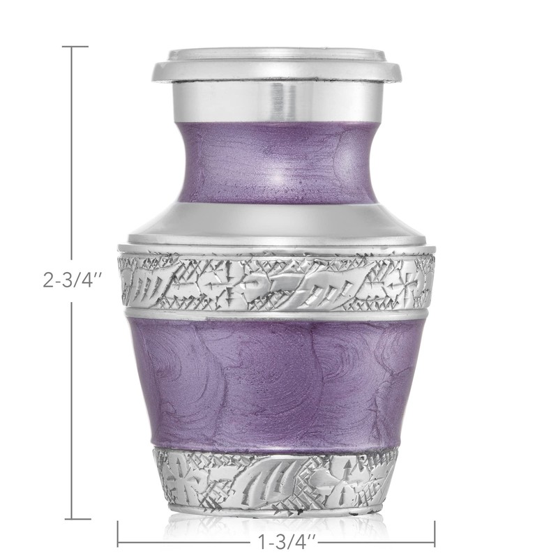 Reminded Small Cremation Keepsake Urn for Human Ashes, Lavender and