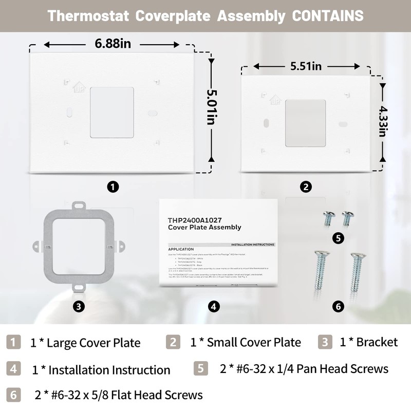 Thermostat Wall Plate Compatible with THP2400A1027W Honeywell Home Thermostat Coverplate
