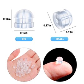 100 Pieces Clear Earring Backs Hamburger Shaped Earring Safety Backs Secure Locking Earring Backs Silicone Earring Backs Stopper for Jewelry Accessories Supplies, 2 Sizes