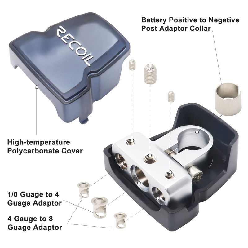 Recoil PBT-D04 2 Pack Premium Solid Brass Positive Negative Battery