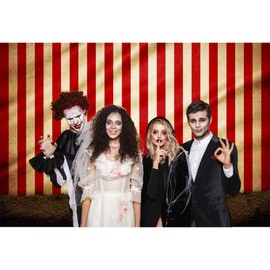 Baocicco 10x8ft Circus Backdrop Circus Tent Happy Birthday Backdrop Carnival Backdrops Photography Red and White Stripes Background Baby Boy Girl Children Birthday Party Photography Booth Photo Props