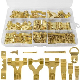 230 Pieces Picture Hooks for Hard Walls Picture Hanging Hooks Picture Hangers Picture Hanging Kit, Sawtooth, D-Ring with Screws