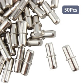 Pocoxll 50pcs 5x17mm Shelf Supports Pegs Studs Made from Nickel-Plated Metal Material - Suitable for Wooden Shelves, Cabinets, Bookshelves, and More