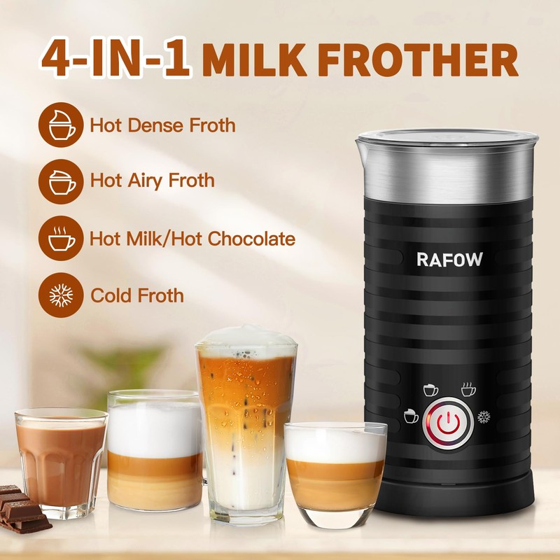4 In 1 Electric Milk Frother Steamer - Hot and