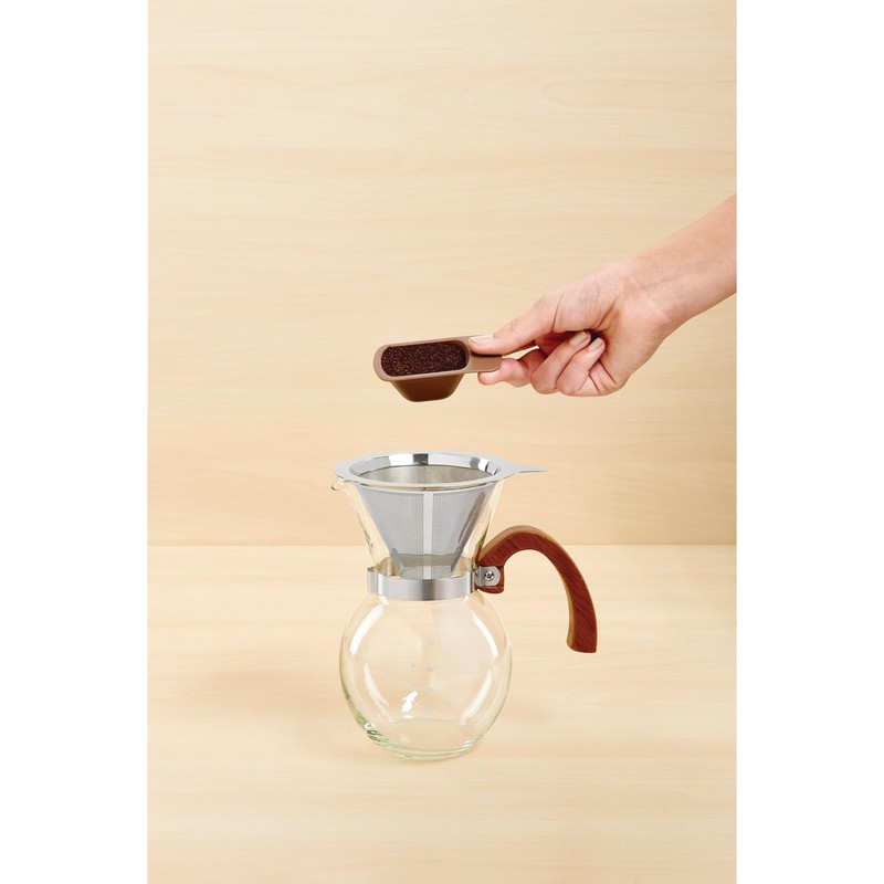 Fino Pour-Over Coffee Maker, Borosilicate Glass and Bamboo Handle, Stainless